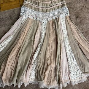 Miss Me A-Line Maxi Skirt in Blush, Taupe & Cream